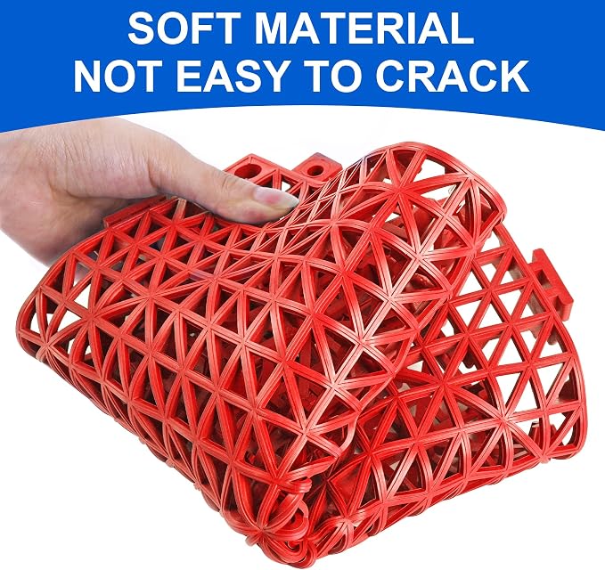 MYFAMIREA Modular Interlocking Cushion 12 Pack 11.8" x 11.8" Rubber Floor Tiles Non-Slip Splicing Drainage Mats for Deck, Pool, Outdoor Shower, Patio, Balcony, Indoor Bathroom, Kitchen, Yard (Red)