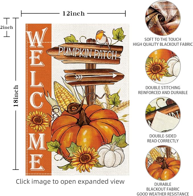 Fall Garden Flags, Fall Decorations for Home Outside, Fall Decorations for Home, Fall Thanksgiving Pumpkin Harvest Garden Flag Yard Outdoor Fall Decoration(12 * 18in)