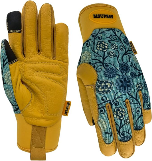 Gardening Gloves,Women Yard Work Garden Glove,Gifts | Thorn Proof,Puncture Resistant,Touchscreen,Gift,Leather,Spandex