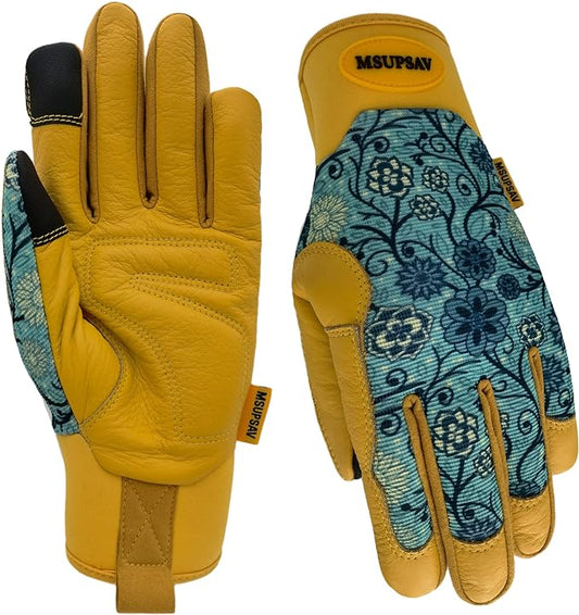Gardening Gloves,Women Yard Work Garden Glove,Gifts | Thorn Proof,Puncture Resistant,Touchscreen,Gift,Leather,Spandex