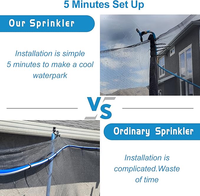 Vantic Trampoline Sprinkler, Net Friendly Water Sprinkler for Kids, 360° Rotating Sprinkler for Trampoline, 5 Minutes Quick Setup Trampoline Accessories (Blue)