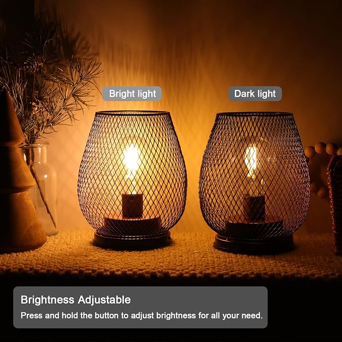 NEEDOMO 2 Pack Rechargeable Lamp Outdoor Table Lantern, Cordless Table Lantern with Timer Mode, Vintage Decorative Lights Cordless Lamp Indoor Outdoor Patio Bedroom Living Room with LED Bulb