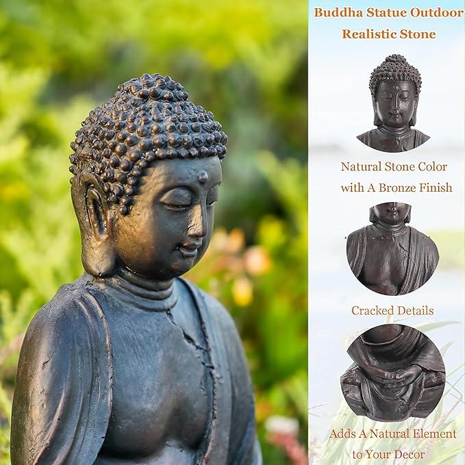 14" Buddha Statue Outdoor, Buddha Statues Home Indoor, Zen Decor Buda Garden