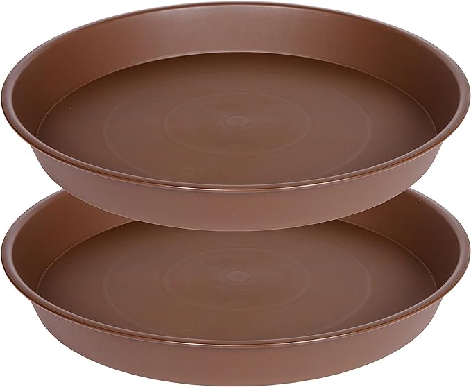2 Pack of 10 inch Plant Saucer Gray, Heavy Duty Plastic Plant Saucer 10 inch Round, Durable Plant Tray for Pots, Plant Saucers for Indoors, Plant Trays for Planter 9"/10" (10", Chocolate)