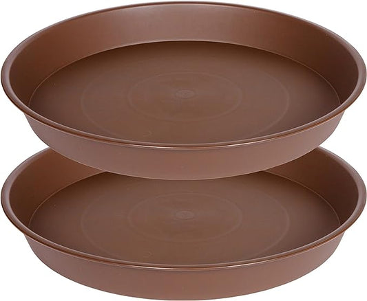 2 Pack of 10 inch Plant Saucer Gray, Heavy Duty Plastic Plant Saucer 10 inch Round, Durable Plant Tray for Pots, Plant Saucers for Indoors, Plant Trays for Planter 9"/10" (10", Chocolate)