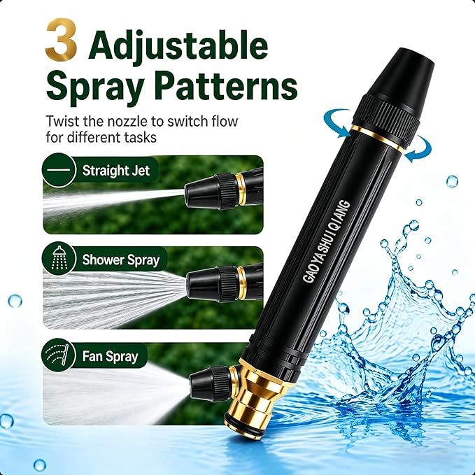 2026 New Jet Nozzle Power Washer for Garden Hose, Garden Hose Nozzle High Pressure Powerful Cleaning Spray Evenly, High Pressure Hose Nozzle (Pacifier Interface Type B*2)