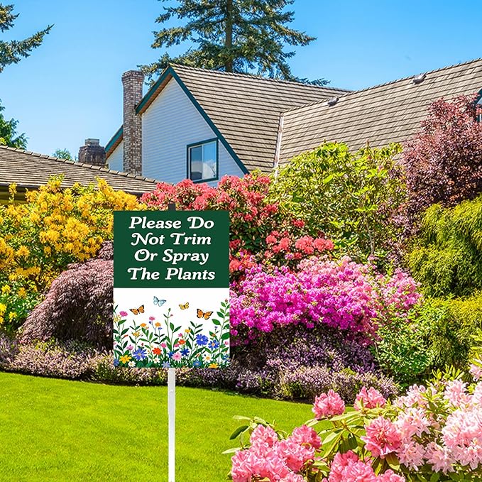 Do Not Mow Do Not Spray Native Prairie Planting Area Yard Sign with Stakes No Mow May Aluminum Lawn Sign Stand for Yard Garden Pollinator Wildflower Habitat Outdoor Decorations