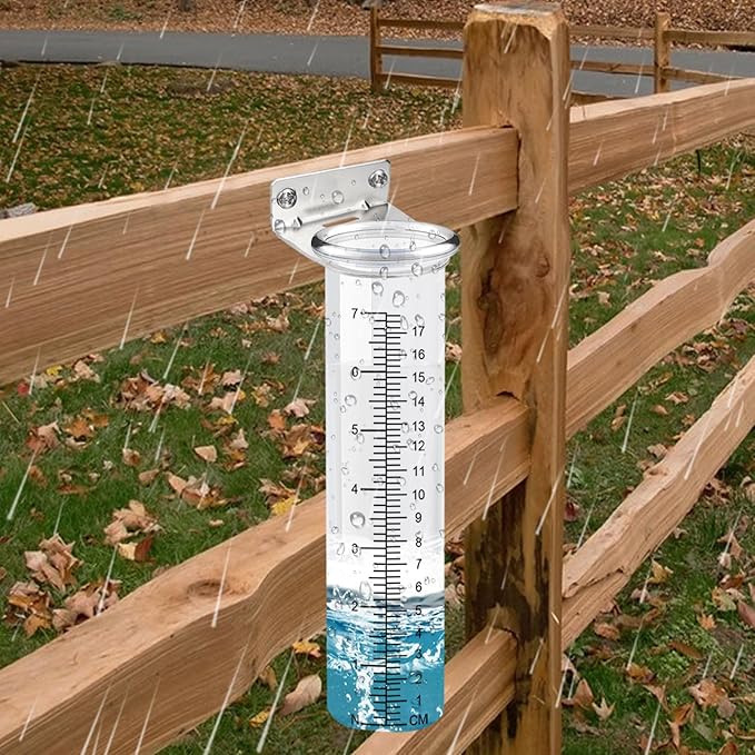 7" Capacity Rain Gauge Outdoor with Stainless Steel Mounting Rack Holder, Wall Mount Hanging Rain Measure Gauge for Yard,Post Mount Rain Gauge Large Rain Gauge Outdoor for Home Yard Garden