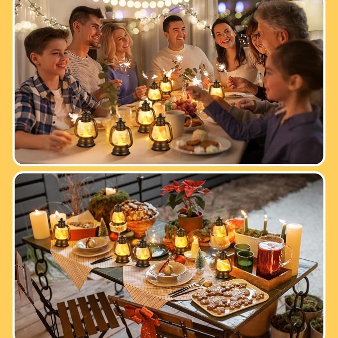 Ferraycle 36 Pcs Mini Lantern Decor 4 Inch Western Lantern Table Centerpiece Small Vintage Camping Hanging Lamp Ornaments Bulk for Cowboy Cowgirl Wedding Halloween Christmas (4 Inch,Black)