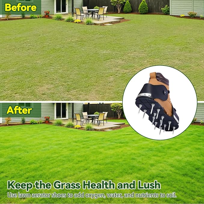 HFH Lawn Aerator Shoes – Easy On/Off, Secure Buckle & Wrench, Heavy Duty Nylon Sole, for Men Women
