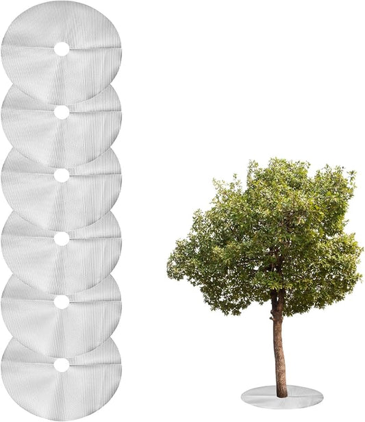 HARFINGTON 6pcs Tree Mulch Ring 12.6 Inch Non-Woven Round Tree Protector Weed Barrier Mat Plant Cover Rings for Weed Grass Control Root Protection, Silver