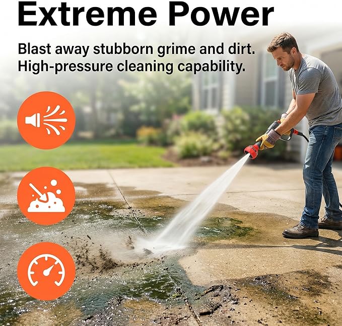 Garden Hose Nozzle Sprayer-This High Heavy-Duty Spray Nozzle Offer 9 Watering Patterns for Watering Plants,Lawns &Gardens,Washing Cars,Household Cleaning and Showering Pets (Orange-grey)
