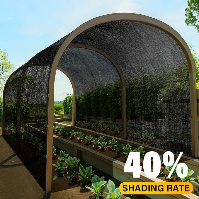 JOJOLEE 70% Sun Shade Cloth, 6.6x6.6FT Shade Net Mesh Tarp with Grommets, Black Sunblock Cover for Outdoor Patio Plants, Pergola, Greenhouse, Chicken Coop, Backyard, Balcony