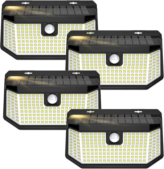 Aootek Solar Outdoor Motion Sensor Lights 2500Lm Solar Panel to 15.3 in² and 3 Modes(Security/Permanent On All Night/Smart Brightness Control) with IP65 Waterproof with Wide Angle(4pack)