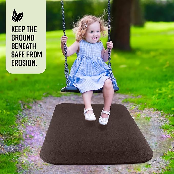 Playsafer Playground Safety Rubber Wearmat for Swingsets and Slides - 1" Thick X 24" W X 40" L (1 Pack, Brown)