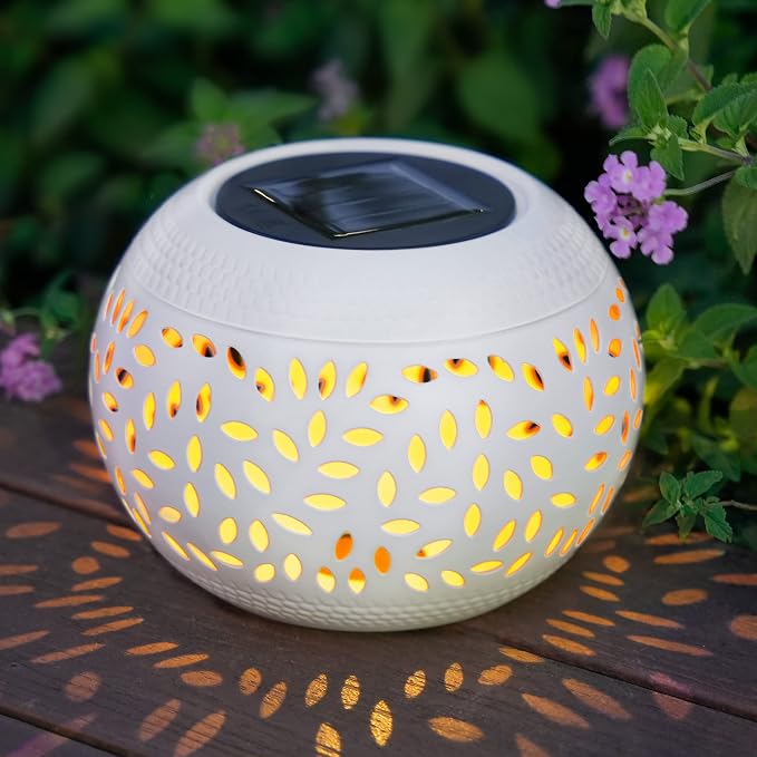 JMEXSUSS Solar Lanterns Outdoor Waterproof, LED Lanterns Decorative Outdoor, Lights Solar Table Lamps for Outside Patio Garden Porch Balcony Camping Pool Bistro Yard Decor (White)