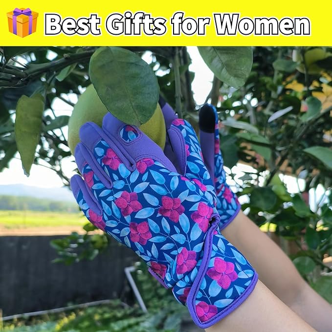 Gardening Gloves,Women Yard Work Garden Glove,Gifts | Thorn Proof,Puncture Resistant,Touchscreen,Gift,Leather,Spandex