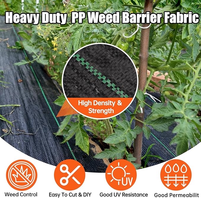 5 x 30 Feet Weed Barrier Fabric Garden Landscape Weed Blocker Woven Fabric Heavy Duty Ground Cover Mat