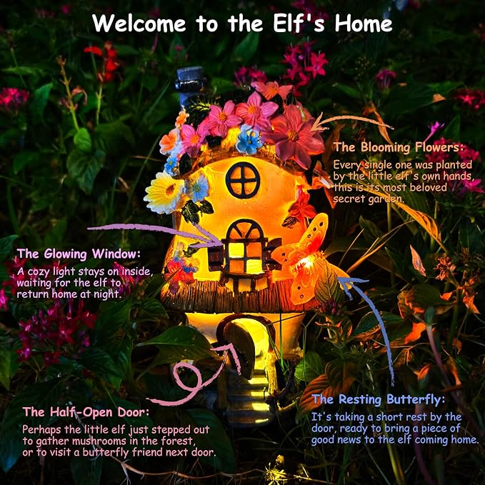 Fairy Garden Houses, Fairy Houses,Fairy Houses for Outside,Fairy Garden Houses Outdoor,Solar Fairy Garden,gnome House,Fairy Garden,Fairy Garden Accessories, for Women Gift/Teenage Gift