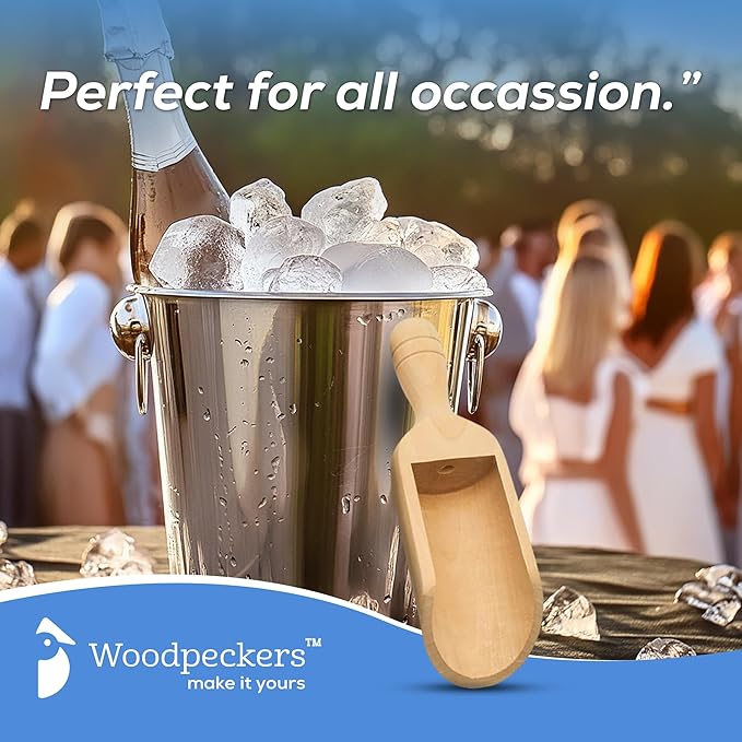 1/2 Cup Ice Scoop for Freezer Ice Machine Bucket, Wooden Pet Cat Dog Food Measuring Scoop, Half Cup (4 OZ.) Feed Soil Garden Scoopers, Candy Scoops for Candy Buffet Canisters & Jars, by Woodpeckers