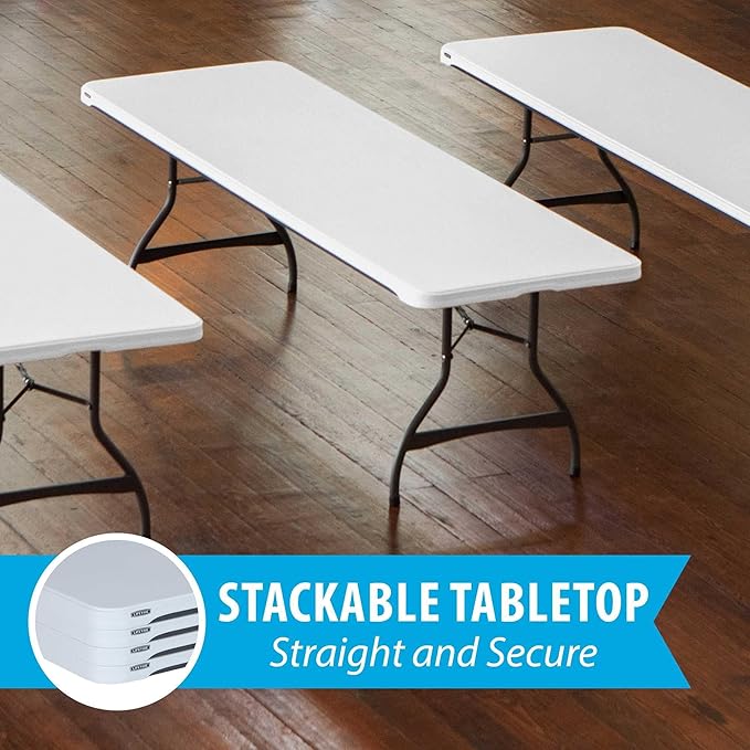 LIFETIME 8-Foot Folding Tables, 4-Pack, White Granite
