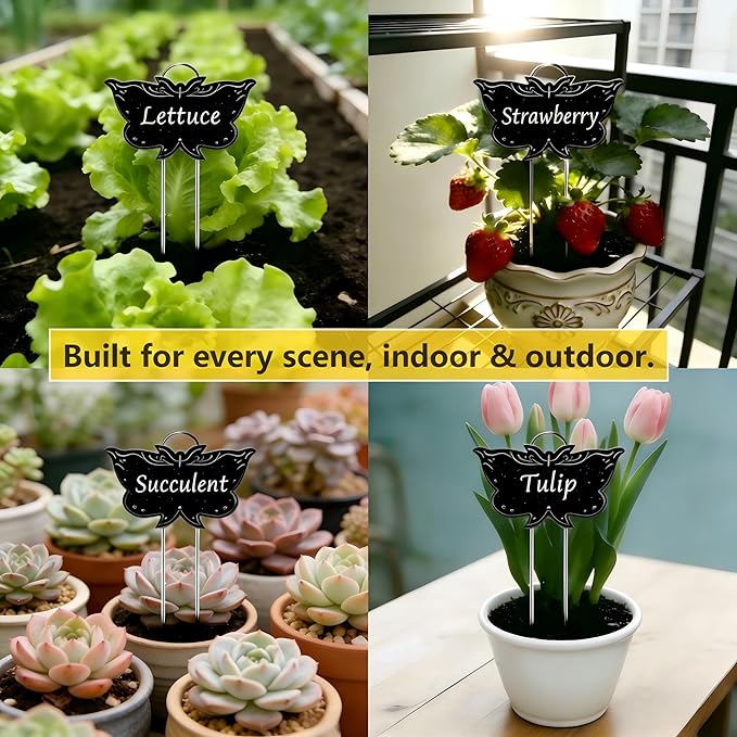 Metal Plant Labels 30 Pack 11in Tall Black Outdoor Waterproof Garden Label Large Garden Seed Stake Tags for Flowers Fruits and Vegetables