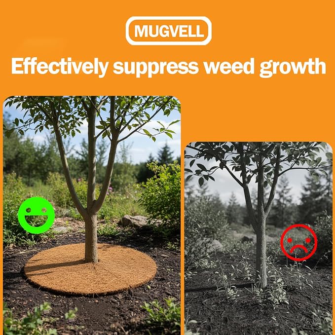 Coco Coir Mulch for Landscaping, 24 Inch Coconut Liners for Planters, 6 Pcs Coconut Fiber Tree Ring, Plant Covers from Animals,Dirt and Tree Protectors