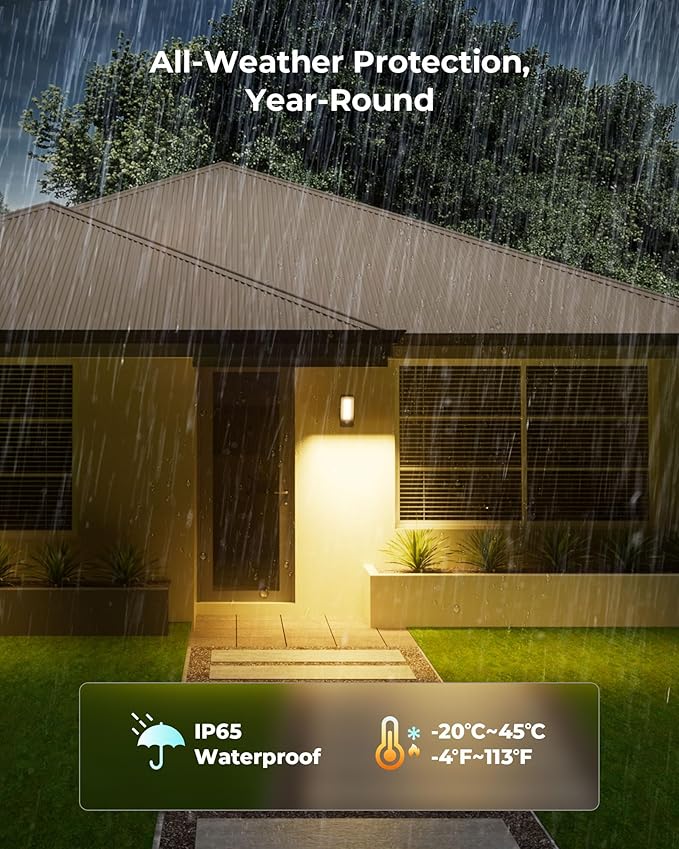 PopoIron Motion Sensor Outdoor Lights, 10000mAh Battery Operated Outdoor Lights with Remote, 3 Modes with Red Alert, Dimmable & 3CCT, Rechargeable Outdoor Security Lights for Porch, Backyard, Garage