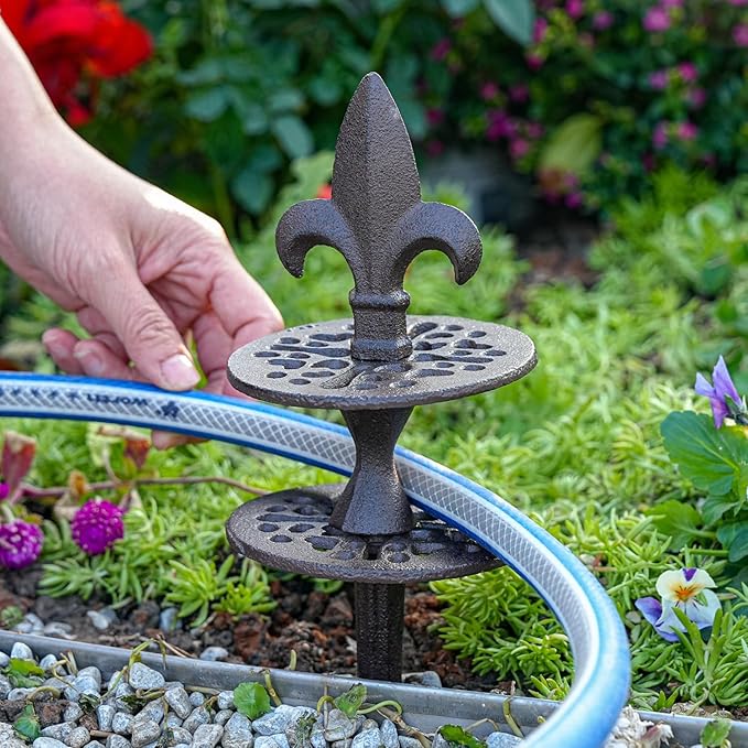 Sungmor Vintage Cast Iron Garden Hose Guide - Heavy Duty Hose Guide Stake for Lawns & Yard,Decoration Stake,Outdoor Water Pipe Decor