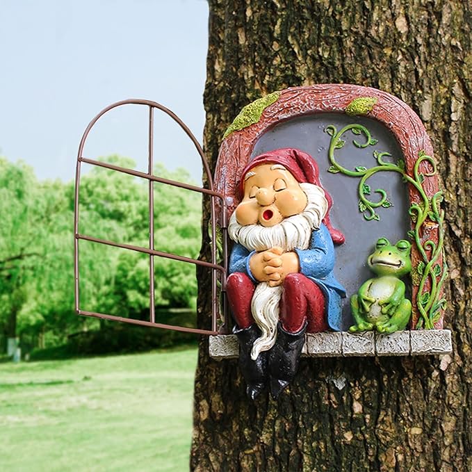 Outdoor Garden Statues, Resin Gnome Tree Hugger Faces, Whimsical Yard Sculpture, Durable Garden Peeker Art, Waterproof & Handcrafted, Unique Christmas Decorations Outdoor Ornament Gift