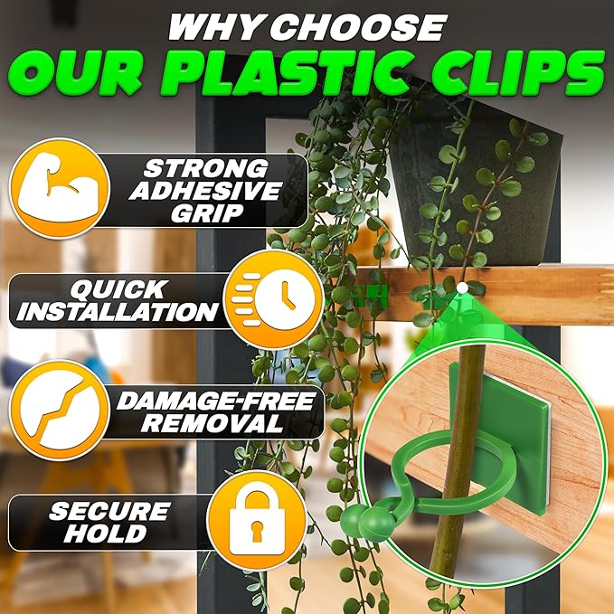 110 Pcs Wall Plant Clips for Climbing Plants - Self-Adhesive Climbing Plant Wall Clips for Vines and Cords Organization - 40 Small, 40 Medium, and 30 Large Sizes in One Set, for Indoor and Outdoor Use