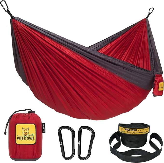 Wise Owl Outfitters Camping Hammock – up to 500lbs Portable Hammock with Tree Straps - Travel, Backpacking, Hiking, Outdoors Camping Gear - Single or Double