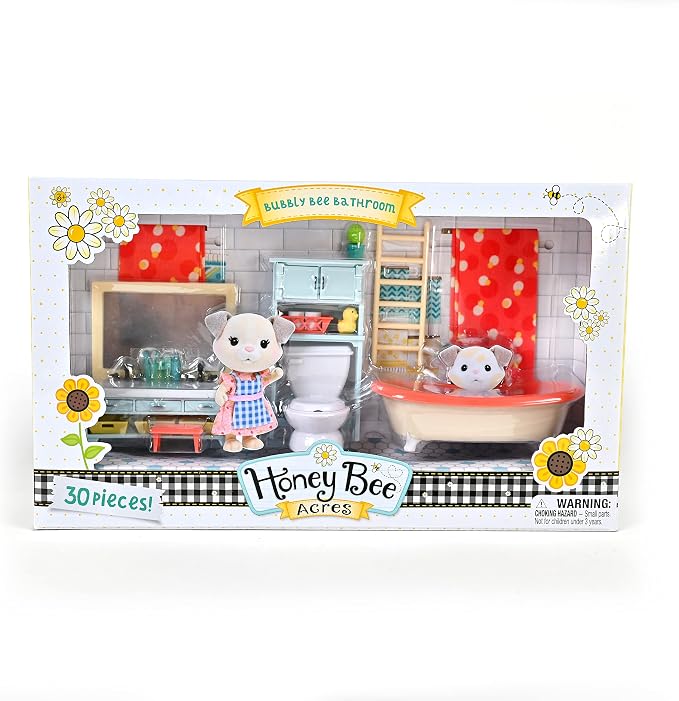 Sunny Days Entertainment Honey Bee Acres Bubbly Bee Bathroom Dollhouse Furniture, 30 Pieces