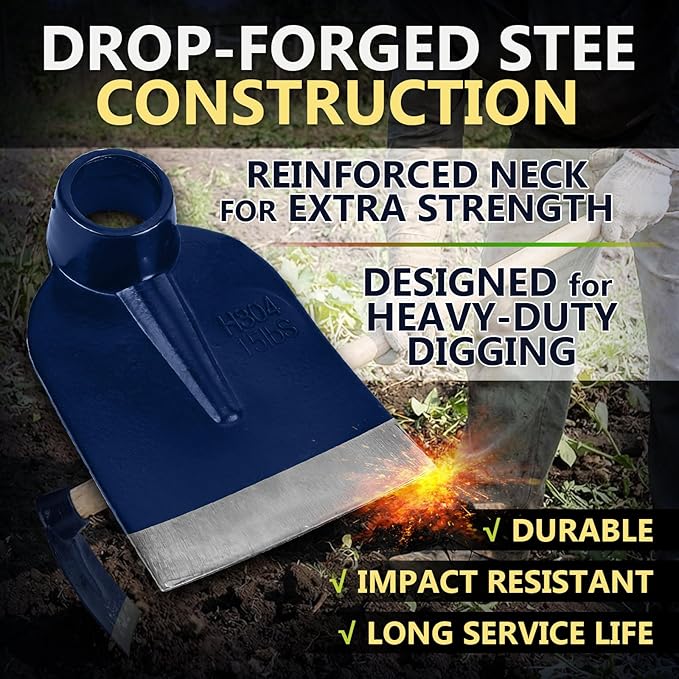 Hoe Head 1.6 lb, 4-1/2" Blade Width, 1-3/4" Diameter Hole, Grub Hoe Head Garden Steel Tool for Tough Soil, Garden Hacking, Landscaping, Farming or Yard Work, No Handle Included(Blue,1 Pcs)