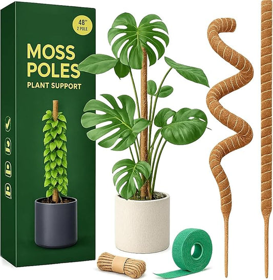 Craft911 Moss Pole Monstera Plant Support – 2 Pack 48” Bendable Moss Pole Monstera Plant Support, Plant Stakes for Indoor Plants, Tall Plant Sticks Support for Climbing Plants