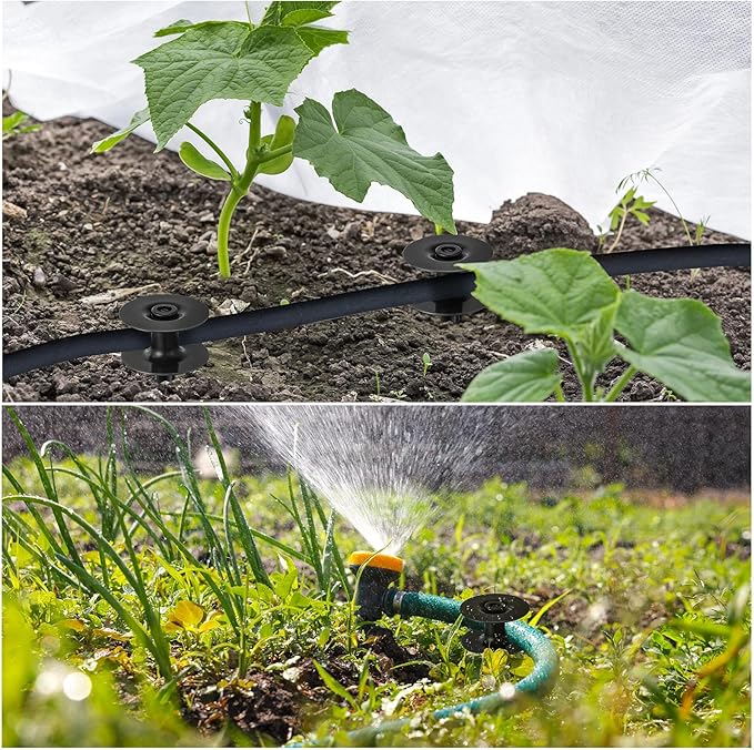 Chumia 2 Pieces 10 Inch Garden Hose Guide Spike, Zinc Coated Rustproof Heavy Duty Metal Stake with Top, Keeps Garden Hose out of Flower Beds, Guard for Yard Plant Protection (Black)