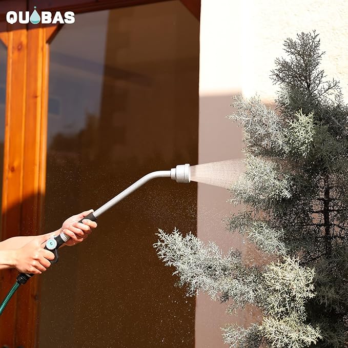 QUOBAS 24" Watering Wand with Interchangeable Spray Head, Garden Hose Sprayer Nozzle with Shower & Mist Modes, Thumb Control Long Reach Hose Nozzle for Plants & Lawn