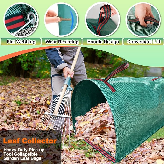 53 Gallon Leaf Collector, Reusable Leaf Bag, Dustpan-Type Yard Garden Bag | Heavy Leaf Pick up Tool Collapsible Lawn and Leaf Bag, Garden Yard Waste Container for Leaves, Lawn Debris, Grass Clippings