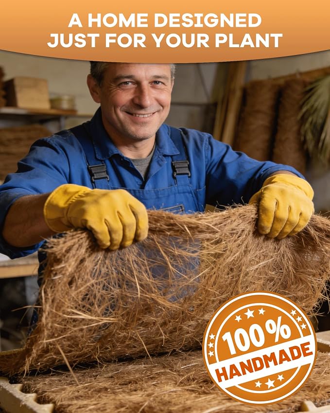 Coco Liners for Planters - Thick Coconut Fiber, Pre-Drained Planter Liner, Reptile Bedding & Garden Mat | 100% Natural & Biodegradable Coconut Coir for Plants (16" x 40")