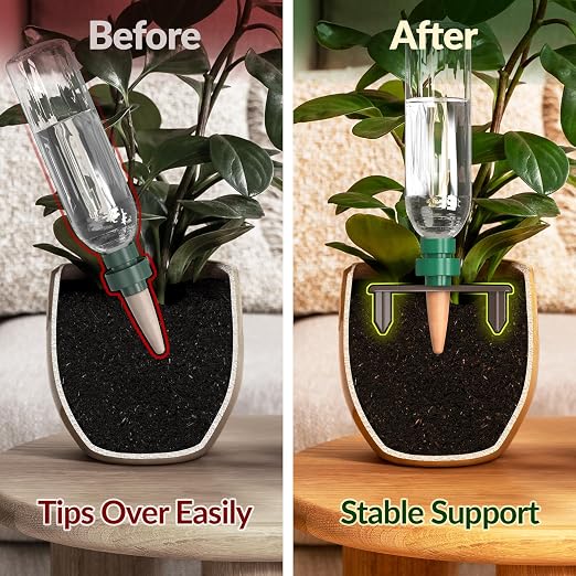 NiHome 12PCS Self-Watering Globe Support Stands for Terracotta Spikes, Compatible with Most Plant Watering Stakes, Stable 0.9" Hole Upright Hold, Durable Indoor Outdoor Planter Plastic Holders (Large)