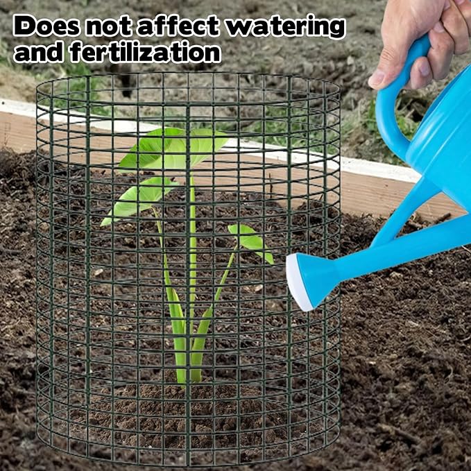 YEXEXINM 10 Pack 12" H X 4" D Wire Small Plant Protector from Animals, 10 PCS Small Metal Plant Cage Chicken Wire Cloche with Ground Stakes and Nylon Tie to Keep Animals Out, Garden Protection