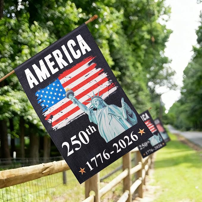 USA 250th Anniversary Flag - 12x18 Inch Double Sided 4th of July Garden Flag, Independence Day Porch Banner, 1776-2026 Independence Day Flag Outdoor Yard Decor