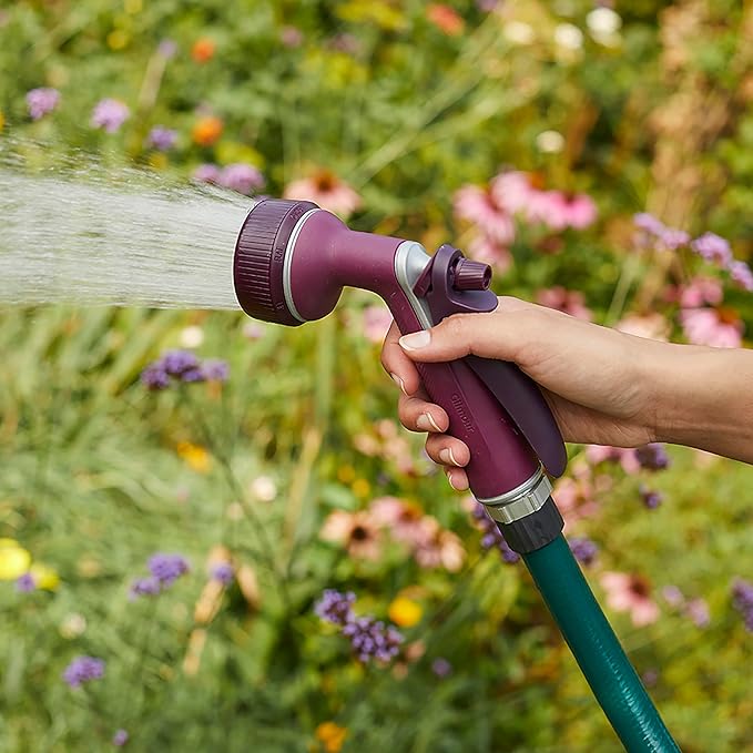 Gilmour Medium Duty Garden Hose Nozzle with 7 Adjustable Spray Patterns, Water Hose Nozzle for Watering Garden or Lawn, Eggplant