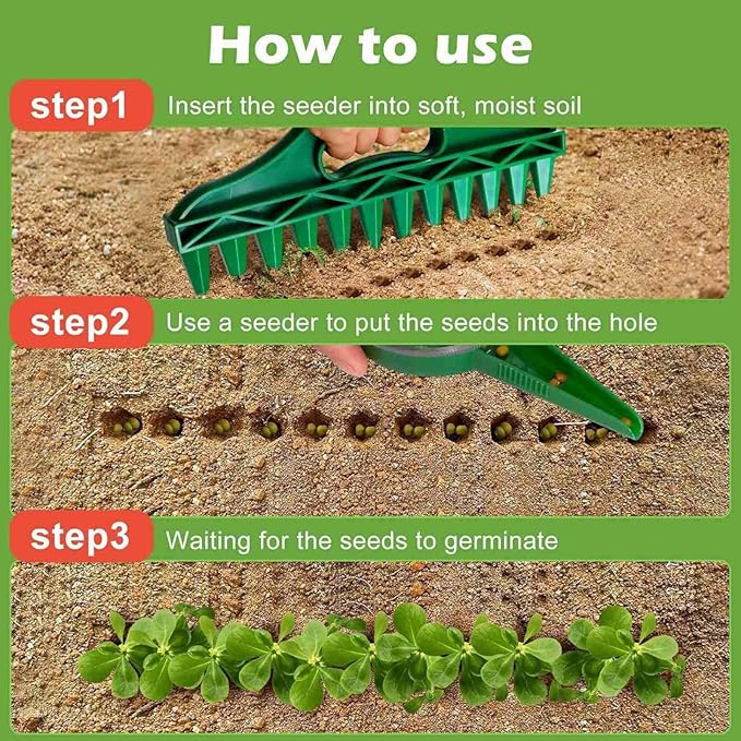 Ochine Seed Spreader, Sowing Seeds Dispenser Set, Mini Seed Dispenser for Small Seeds, Small Seed Planter Tool, Handheld Seed Planter Tool Seed Dibber Multifunctional Seed Spacer Gardening Tools