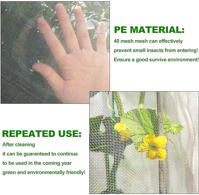 4Pcs Insect Bird Barrier Mesh, 7.9 x 5.9 FT Garden Netting Barrier, Bird Netting, Netting for Plant with Drawstring, Tomato Protective Cover