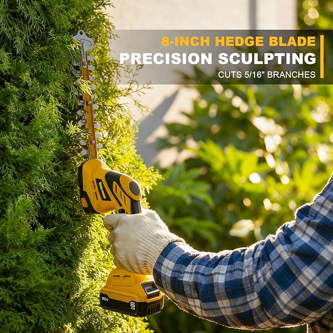 2 in 1 Cordless Hedge Trimmer & Grass Shear, Compactible for DEWALT 20V MAX Battery, 1500RPM Electric Trimmer, Idea for Yard, Garden, Lawn Care(Battery and Charger Not Included)