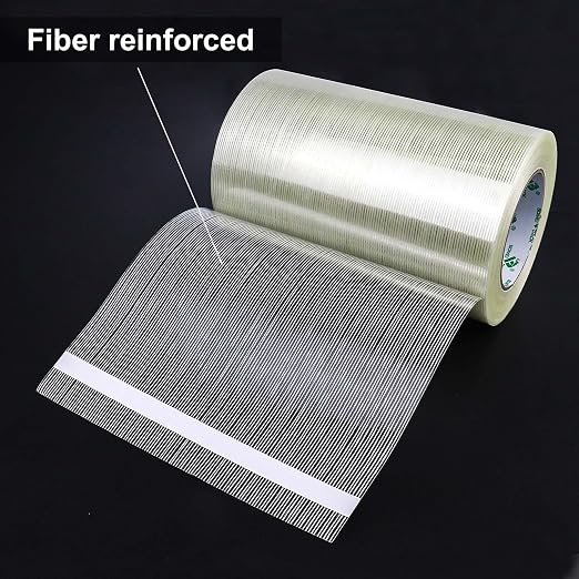 BOMEI PACK Wide Heavy Duty Fiberglass Filament Reinforced Packing Tape 8inch, 60yds x 5.5mil
