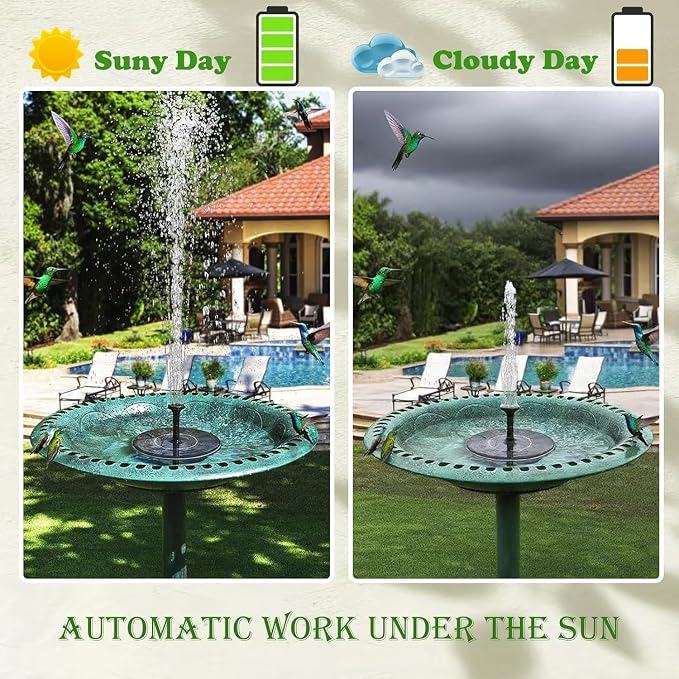Honche Solar Powered Floating Fountain Water Pump for Bird Bath, Garden, Pond, Pool, Patio, Black-16cm-new