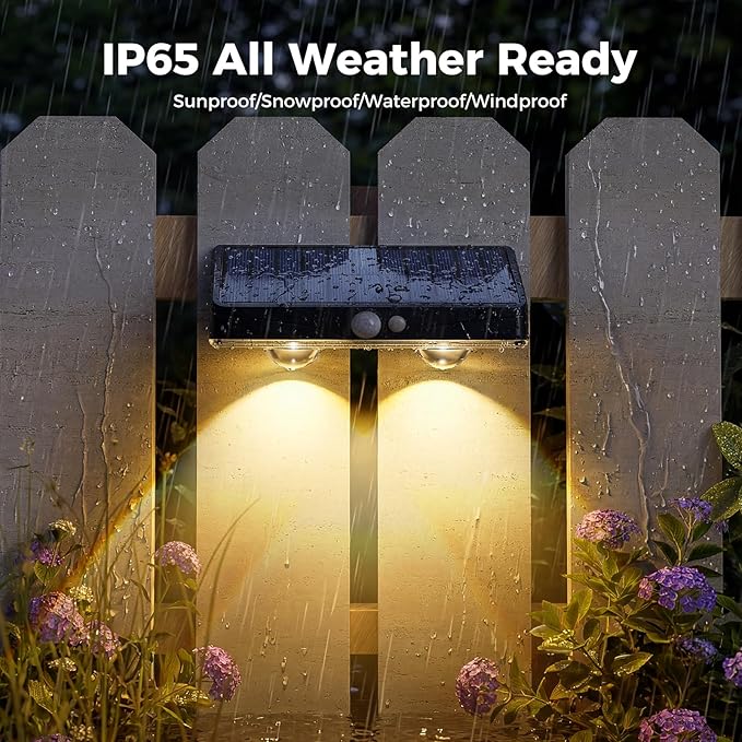 kolpop Warm White Solar Fence Lights Outdoor,12 Pack Fence Lights Solar Powered with Motion Sensor,IP65 Waterproof,3 Modes LED Solar Lights for Patio,Backyard,Railing,Wall,Nighttime,Party