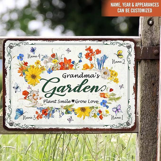 Personalized Metal Signs with Name Made in USA Custom Vintage Garden Sign Waterproof Vintage Decorative Metal Print for Wall Decor Customized Home Garden Ideas Gifts Artwork Prints for Yard Ourdoor